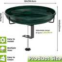 Deck Mounted Metal Bird Bath for Outside, Detachable Birdbath Bowl with Adjustable Steel Clamp, Outdoor Bird Feeder for Railing Balcony Fence Yard Art Garden Decor (Vintage Green)