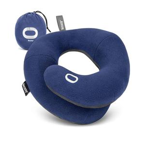 BCOZZY Travel Neck Pillow for Airplane – Patented Double Support for Head, Neck, and Chin. Best for Long Flights, Plane Sleeping, and Car Rides. Adjustable Size. Fully Washable. Carry Bag. Large, Navy