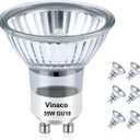 Vinaco GU10 Bulb, 6 Pack Halogen 120V 35W, Dimmable, MR16 GU10 Light Bulb with Long Lasting Lifespan, gu10+c for Track&Recessed Lighting, Gu10 Base Bulb, 35W MR16/FL/GU10, Warm White