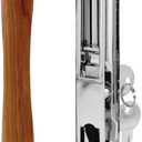 Prime-Line C 1149 Keyed Sliding Glass Door Handle Set Replace Old or Damaged Door Handles Quickly Wood & Chrome Plated Diecast, Hook Style, Flush Mount, Fits 6-5/8 in. Hole Spacing (1 Set)