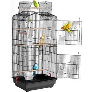 VEVOR 41-inch Open Top Large Parrot Bird Cage, Hanging Bird Cage for Parakeets Finches Canaries Lovebirds Cockatiels Budgies Small Quaker Conures Travel Pet Flight Birdcage with Swing and Perch