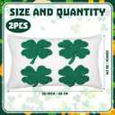 Mixweer 2 Pcs St. Patrick's Day Plush Pillow Covers 12 x 20 Inch Irish Clover Throw Pillowcases White Green Sequin Cushion Covers Home Decor for Couch Sofa Bed Farmhouse Decorative