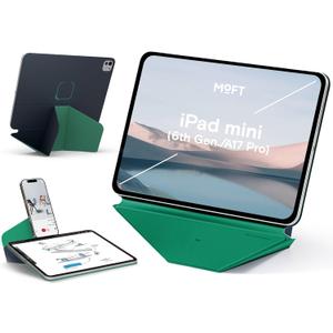 MOFT Dynamic Folio Tablet Stand for Desk Compatible with iPad mini A17 Pro 2024 & iPad mini 6th A15 2021, Slim Magnetic Tablet Holder Case with 20+ Viewing Angles, Navy Blue x Oz Green