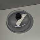 2 in 1, Glass Microwave Splatter Cover for Food & Microwave Place Mat, Plate Splatter Guard Lid with Easy Grip Silicone Handle Knob, Borosilicate Glass with Vent Hole, Food Grade, No Plastic, 10in