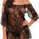 Avidlove Women Chemises Lace Smock Lingerie Mini Babydoll S-4XL (Medium, Black)