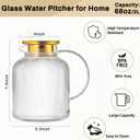 2 Liter 68 Ounces Glass Pitcher with Lid and Spout, Large Vertical Stripes Water Pitcher ribbed Borosilicate Glass Fridge Water Carafe for Cold Brew, Coffee, Lemonade, Sun Tea,Heat Resistant (Clear)