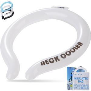 Neck Cooling Tube with Insulation Bag, Reusable Ice Ring for Instant Cooling, Freezes Below 64 for Hot Weather, Outdoor Sports, Workers. Wearable Neck Cooler in Summer,(White, M)