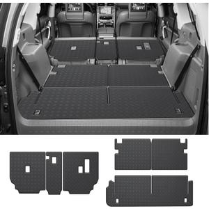 Cargo Mat & Backrest Mat Fit for 2010-2023 Lexus GX460 - All Weather PU Leather Trunk Liner and 2nd & 3rd Row Rear Backrest Protector