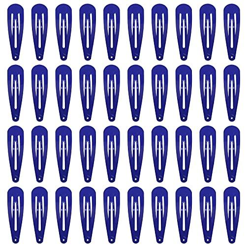 40 Counts Colorful Metal Snap Hair Clips 2 Inch Barrettes for Women Accessories (royal blue)