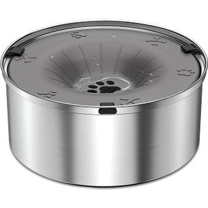 SCHITEC Dog Water Bowl No Spill 1.2L/40oz Slow Drinking Anti-Splash Stainless Steel Dog Bowl with Floating Disk, Spill Proof Pet Travel Water Dispenser for Sloppy Messy Drinkers(Gray)