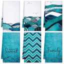 Bencailor 6 Pcs Teal Kitchen Towels Turquoise Dish Hand Towels Farmhouse Absorbent Tea Washcloth for Winter Spring Bathroom Kitchen Decor Gifts 24 x 16''