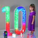 4FT Marquee Numbers 10 for Birthday Anniversary Party Décor, Colorful Light Up Numbers Mosaic Board Kit for Weddings Baby Anniversaries Backdrop Decoration