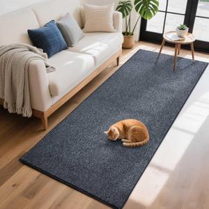 FinRec 2x6 Washable Runner Rugs for Kitchen Hallway Bedroom, Low Pile Thin Rug Solid Color, Non-Slip Carpet Indoor for Home Decor (Navy Blue)