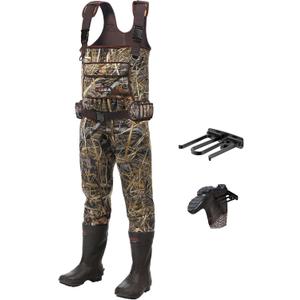 HISEA Hunting Waders for Men with 600G Insulated Boots, 4.5mm Neoprene Waterproof, Bootfoot Chest Wader Fishing Duck Hunting (10, Next Camo Evo(s))