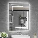 24"x32" LED Bathroom Mirror with Lights, Unique Front Light for Bathroom Wall, Memory, 3 Colors Adjustable, Stepless Dimmable Ligh, Led Vanity Mirror for Bathroom, Anti-Fog, Tempered Glass