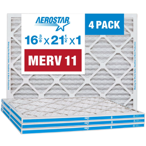 Aerostar 16 3/8 x 21 1/2 x 1 MERV 11 Pleated Air Filter, AC Furnace Air Filter, 4 Pack Aerostar 16 3/8 x 21 1/2 x 1 MERV 11 Pleated Air Filter, AC Furnace Air Filter, 4 Pack
