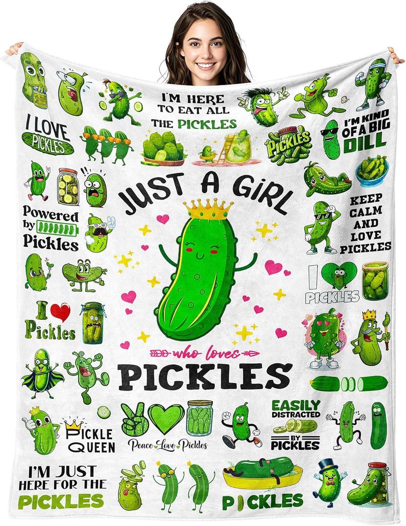 Pickle Blanket Gifts for Pickle Lovers Pickles Throw Blanket Funny Pickles Merch Decor Stuff Gifts for Girls Women 50"x40"