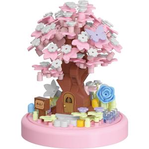 Spring Cherry Blossom Tree House Bonsai Tree House Building Toy Flowers Set Ideas Building Blocks Complete with Dust Cover