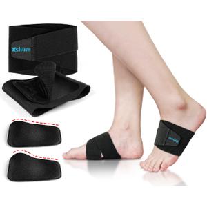 Arch Support Braces for Plantar Fasciitis Relief, Adjustable Compression Bands with Removable Gel Arch Inserts for Fallen Arches, High Arch, Flat Feet, Feet Pain Relief - Black