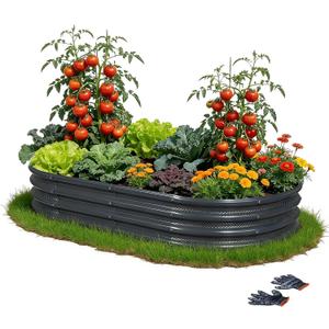 Gartist 8x4x1 ft Large Gray Raised Garden Bed Planter, Easy Assembly Metal Garden Bed Outdoor for Vegetables, Flowers & Herbs