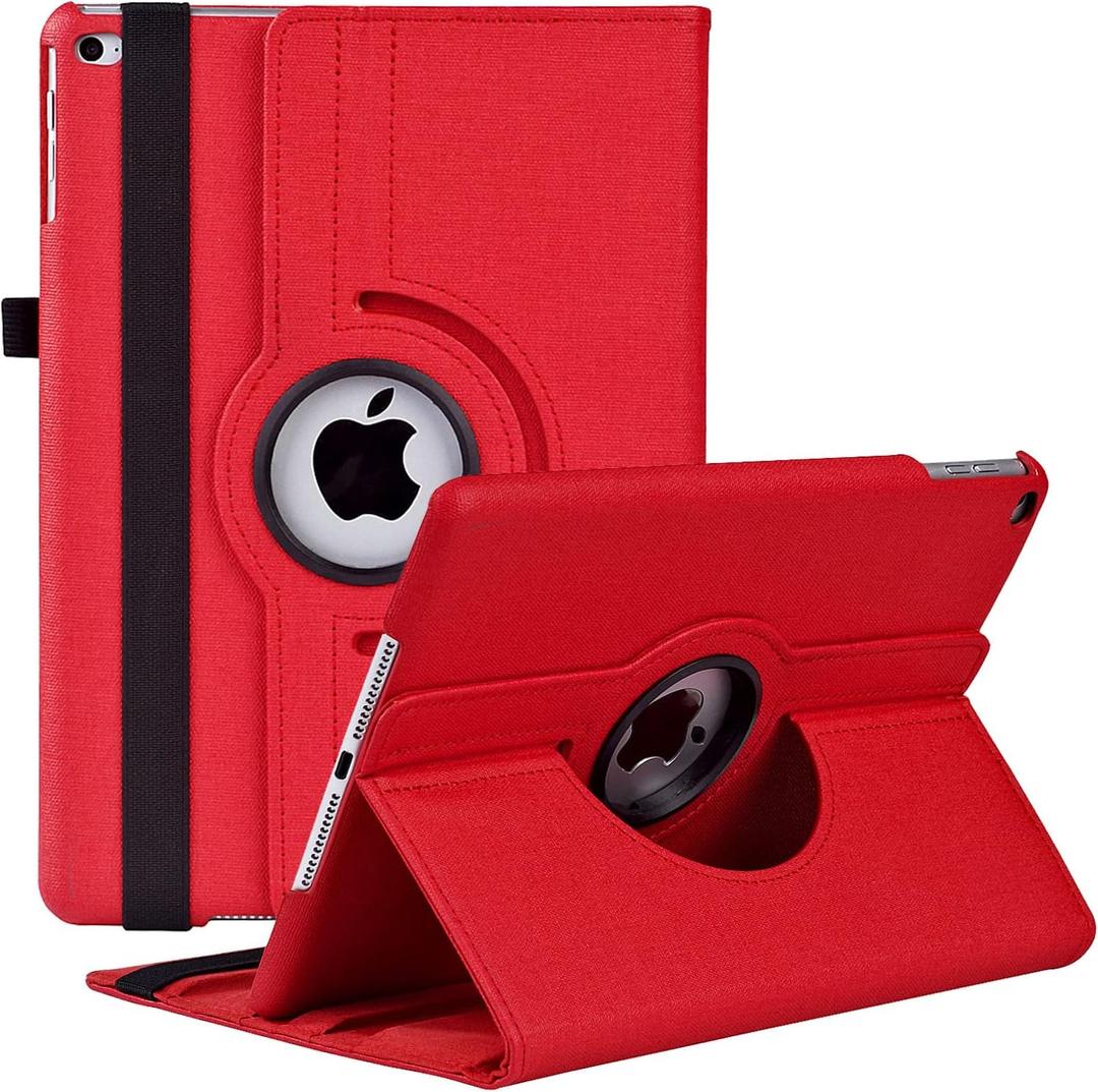 Rotating Case for iPad 9.7 Inch 2018 2017 / iPad Air 2 Case - 360 Degree Rotating Stand Protective Cover with Auto Sleep Wake for iPad 9.7 inch (6th Gen, 5th Gen) / iPad Air 2/ iPad Air (Denim Red)