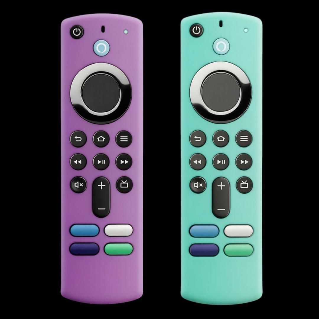 [ 2 Pack] Glow Silicone Cover Replacement for 3nd Gen. / 4K / 4K Max HD Streaming Remote Controller, Anti-Slip Washable Protective Case with Lanyard, Glowing in The Dark (Purple and Blue)