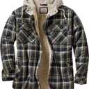 Legendary Whitetails Men's Hooded Shirt Jacket Plaid Flannel Berber Lined Polyfill Insulated (Medium, Upland Blue and Brown Plaid)