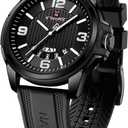 NAVIFORCE Waterproof Watch for Men Women, Analog Auto Date Military Sports Unisex Wristwatch,Silicone Strap (Black)