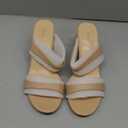 Mule Heels for Women Round Open Toe, Two Strap Heeled Sandals, 3-Inch Stable Chunky Block Heels, Summer Dress Daily shoes, Size 7, Biege