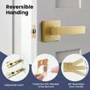 EHOMEWARE 6 Pack Keyless Door Handle Set Passage Door Lever for Hall and Closet, Satin Brass Finish