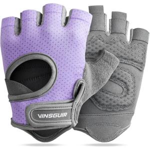 VINSGUIR Workout Gloves for Women and Men, Breathable Weight Lifting Gloves for Gym Exercise, Fitness, Training, and Cycling, with Excellent Grip and Cushion Pads (Gray, L)