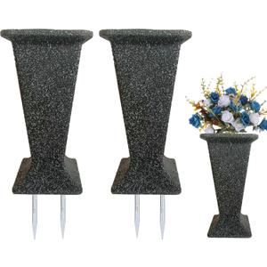  Cemetery Vase for Grave Headstones with Metal Spike, Flower Pots for Outdoor Plants, Memorial Vases for Graves, 2 Packs