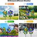 Viveta 2 Pack Wind Spinners,Flower Garden Sculpture, Metal Windmill, Green and Purple Pinwheels for Yard Lawn Patio Decor