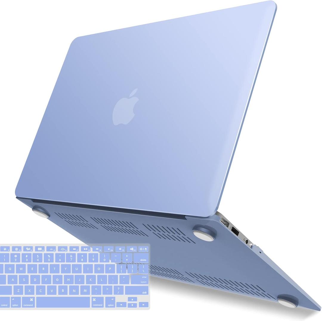 IBENZER Compatible with Old Version MacBook Air 13 Inch Case (2010-2017 Release). Models: A1466 / A1369, Plastic Hard Shell Case with Keyboard Cover for Mac Air 13, Serenity Blue, A13SRL+1A
