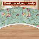 Vintage Garden Round Tablecloth  Fitted Circle Table Cover with Elastic Edge, Waterproof & Washable Polyester Table Cloth for 43" to 54" Indoor/Outdoor Tables