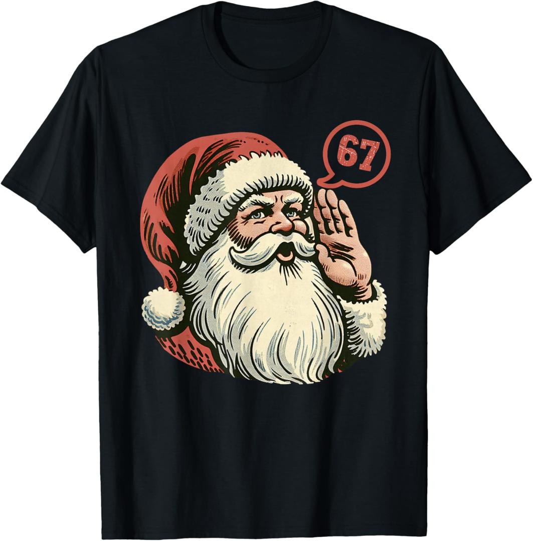 67 Christmas Funny Six Seven Meme Brainrot Santa Claus Boys T-Shirt
