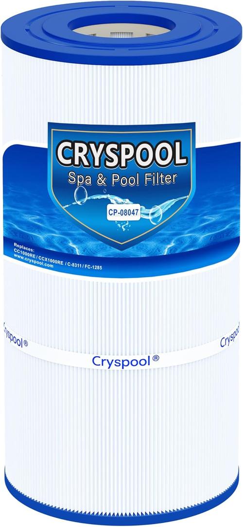 Cryspool 08047 Filter Compatible with CCX1000RE (CC 1000E), XStream CC1000RE, PXST100, C-8311, FC-1285, 100 Sq. Ft Pool Filter Cartridge, LOD: 17-3/8" 8-15/16, 1 Pack