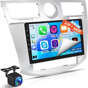 NHOPEEW [2+64G] Android Car Radio for Chrysler Sebring 2007-2010, 9 inch Touchscreen Headunit - Wireless Carplay and Android Auto,DSP, WiFi, GPS, Mirror Link, SWC + Canbus + Backup Camera