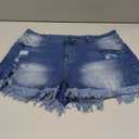 luvamia Women Casual High Waisted Denim Shorts Frayed Raw Hem Ripped Jeans Shorts, No Size