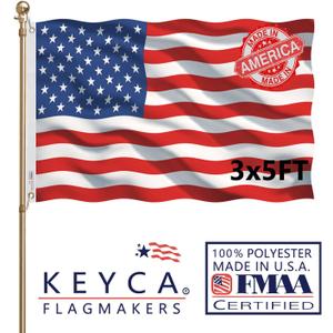 American US Flag 3x5 FT 100% Made in The USA- Heavy Duty Vibrant Colors Double Sided United States Flag with 2 Brass Grommets for Home/Company/Indoor Outdoor Decoration (FMAA Certified)