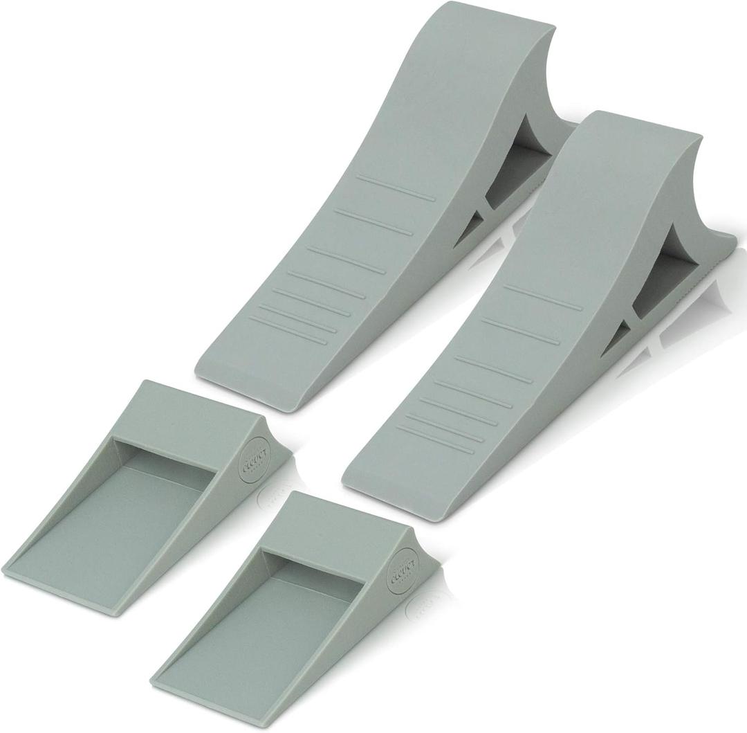 Heavy Duty Rubber Door Stopper – Zero Edge Door Wedge Stops All Doors, Gaps to 1.5 Inch on All Surfaces – Door Stopper Wall Mount Hangs Up When Not in Use for No-Bending Easy Access