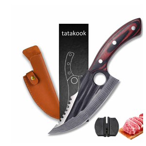 Butcher Knife for Meat Cutting,Hand Forged Viking Knife with Sheath,Caveman Knives Camping knife for Kitchen,Meat Cleaver Boning Knife