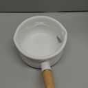 Jucoan 1 Quart Enamel Milk Pan with Dual Pour Spout, Small Enamel on Steel Saucepan Milk Pot Butter Warmer with Wooden Handle, Stove Top Soup Simmer Pot for Home Kitchen Cooking Heating Boiling