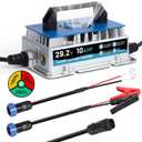 24V 10A Lithium Battery Charger, IP67 Waterproof & 0V Wake Up 29.2V LiFePO4 Battery Charger with 2 Connection Types, 7 Protections for 25.6V RV, Boat, Car, Solar, Electric Yacht LiFePO4 Battery