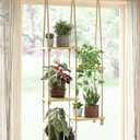 GENTINGBRO Window Plant Shelves Macrame Plant Hanger Floating Shelves Window Sill Shelf for Plants Hanging Plant Stand Indoor Window Plant Holder Boho Decor Living Room Bedroom Wall Decor