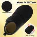 L-RUN Womens Mens House Slippers Non-Slip Warm Booties Slippers for Indoor and Outdoor Lighweight House Shoes Washable (Black)