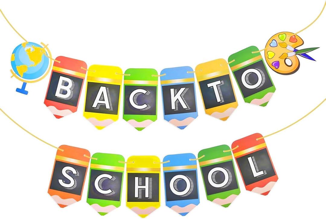 1 Set Back to School Banners Decorations, 2 Strings 10 Feet Vibrant Welcome Sign for Classroom Door Wall and Teacher Appreciation Party Supplies, Fall Semester Decoration
