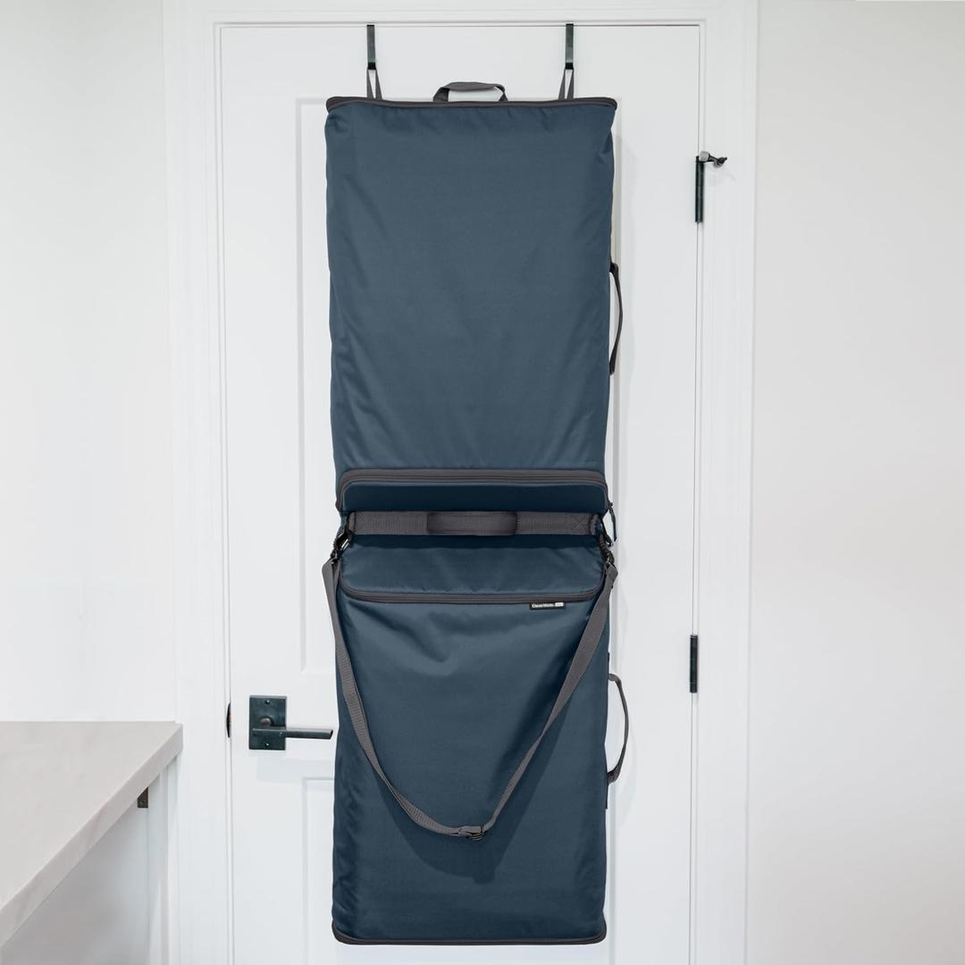 CleverMade Over-the-Door Double Laundry Hamper, 43L Laundry Organizer Ocean