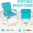 #WEJOY Folding Beach Chair for Adults, Lightweight Beach Chair with Shoulder Straps, High Back Camping Chairs with Hard Armrest, Supports 300lbs for Outdoor Lawn Concert