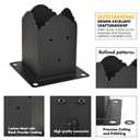 Creative Design 4x4 Post Base, Square Bracket Post Base for Fence Mailbox Deck, Bolt Down Post Base Wood Post Ground Anchor, Fit 3.5''x3.5'' Square Wood Post (Black - Set 4)